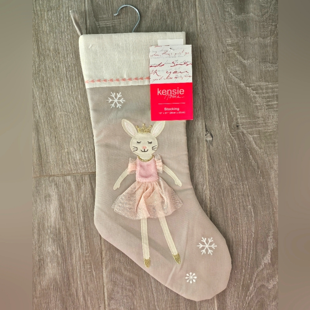 KENSIE HOME Ballerina Christmas Stocking 15" X 21" NWT